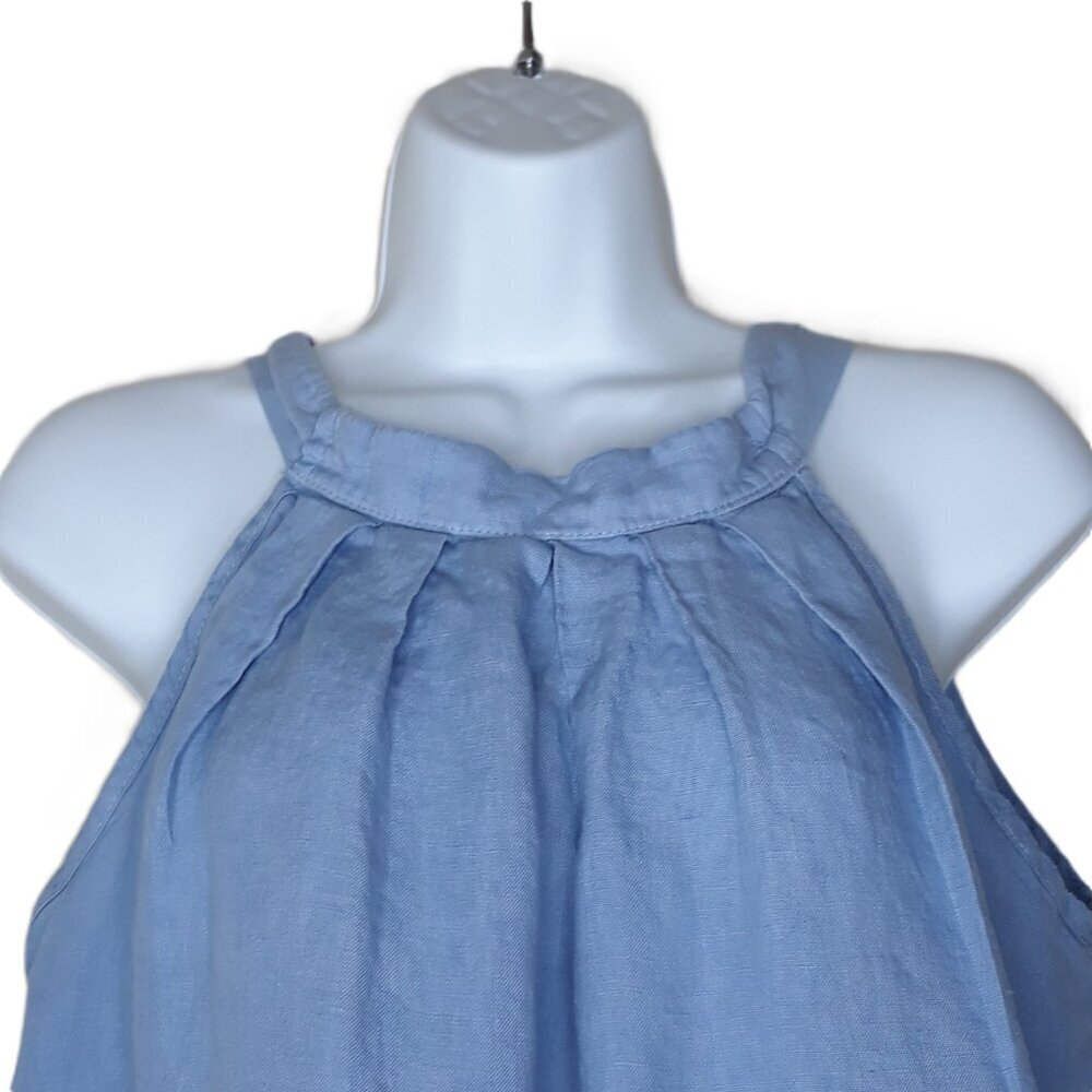 Bellaumbra Chambray Blue 100% Linen Halter Top Small Lagenlook Boho Minimalist - Picture 3 of 7